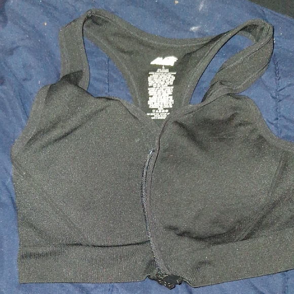 Avia Black Zip-Front Sports Bra - Picture 1 of 2